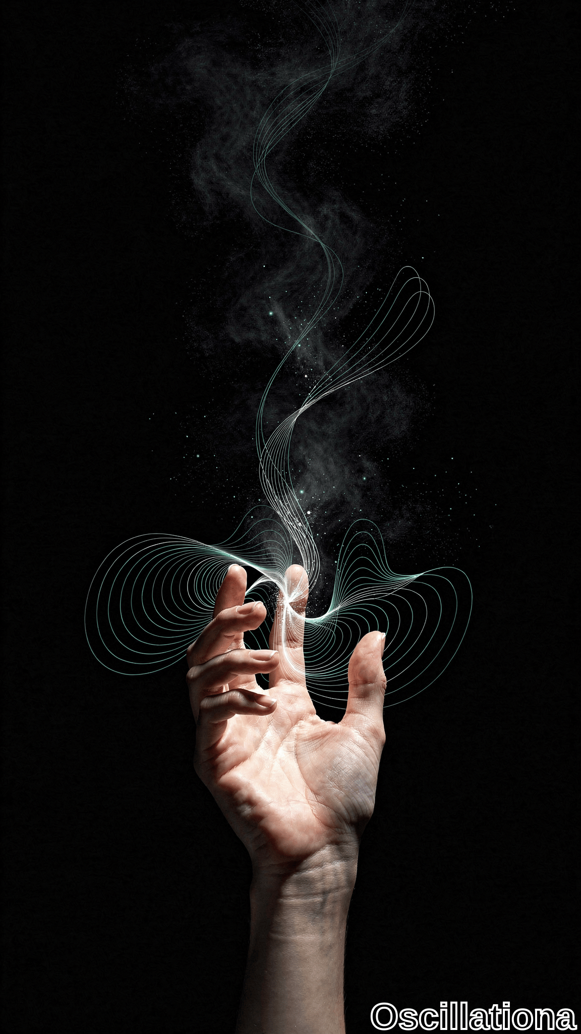 A human hand with palm up against a black background, illuminated to highlight its contours