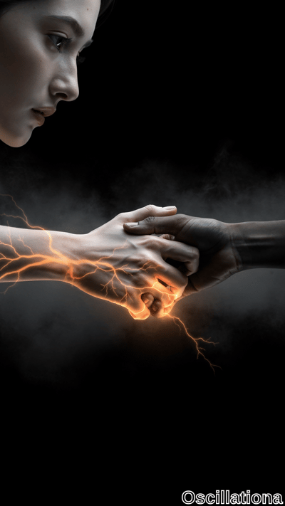 "Two hands, one lighter and one darker, clasped in a firm grip against a black background